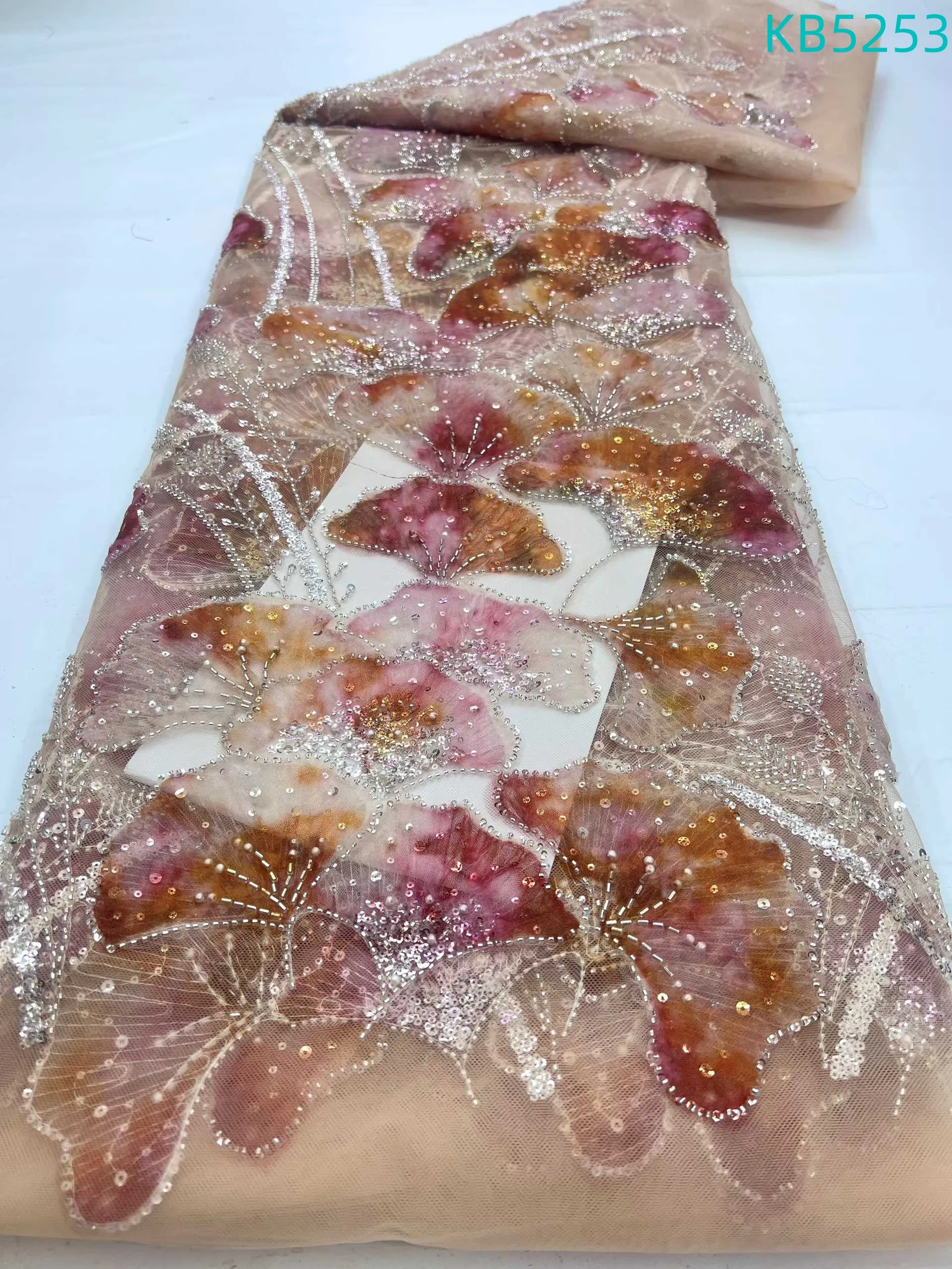 

Африканская ткань, кружево, высокое качество, 2022, вышитая блестками ткань, фиолетовая, сиреневая, расшитая бисером, кружевная ткань, последовательность для шитья KB5253