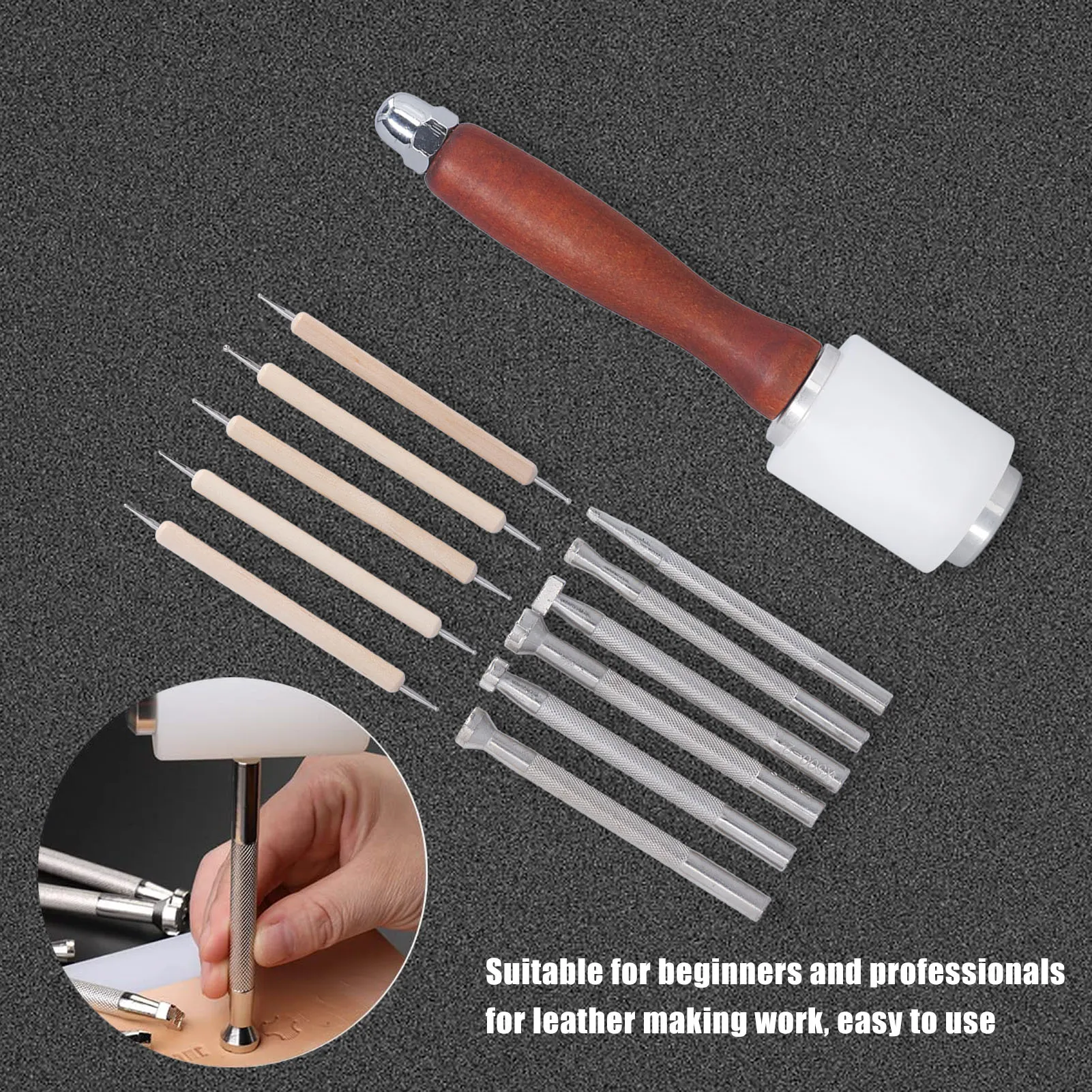 Leatherwork Hammer - Lot de 12 outils de marquage