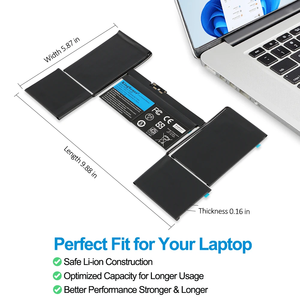 Bateria do laptopa KingSener A1527 A1705 do APPLE Macbook Pro 12' A1534 roczniki 2015 2016 2017 MF855 MJY32CH/A MK4M2 EMC2746 EMC2991 — zdjęcie produktu 4