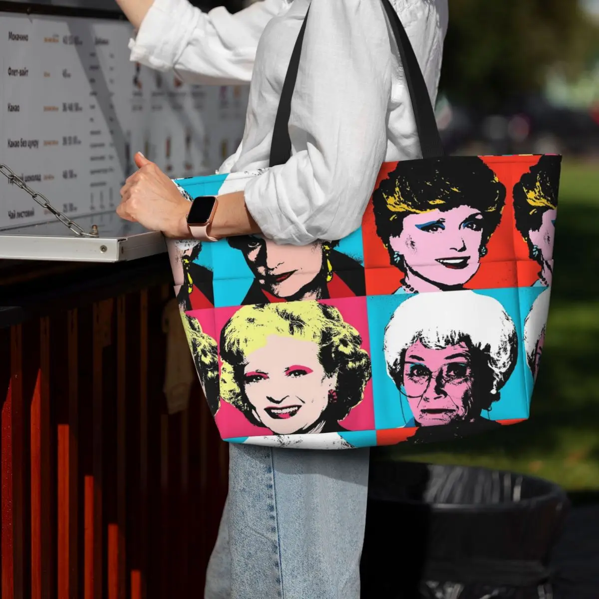 Golden Warhol Girl Beach Tote Bag Sport Gym Yoga Duffle Large Tote Bag Women Travel Bag Fitness bag