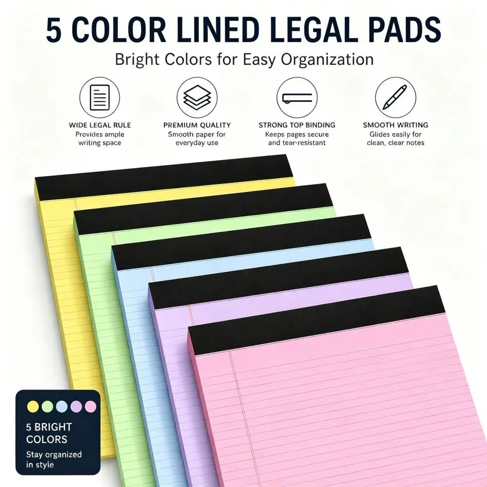 Portable Top Bound Tear-off Label Book Smooth Writing College Ruled Memo Pad Cardboard Backing 30 Sheets Legal Pad To Do Lists