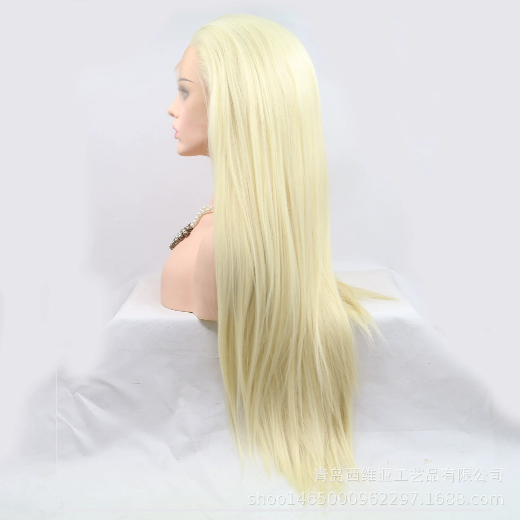 

Wig European and American front lace women's long straight hair matte chemical fiber silk head cover
