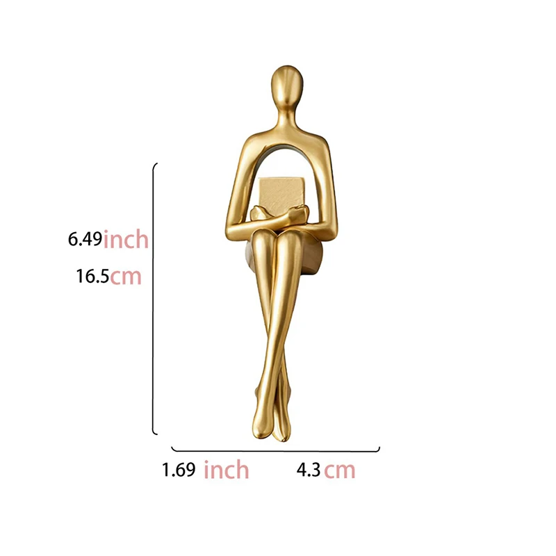 Gold Abstract Statue Office Decor Thinker Statue Abstract Figure Sculpture Small Ornaments Resin Statue Home