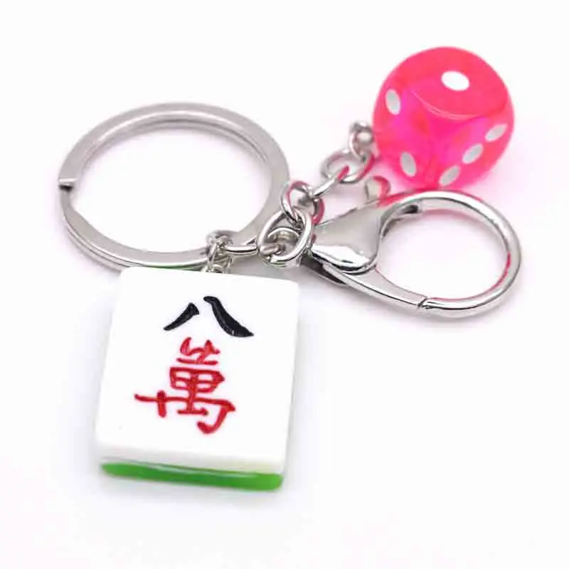 Genuine Mahjong Dice Popcorn Ice Cream Lollipop Creative Cartoon Keychain  For Keyring Bag Car Key Chain Ring Pendant Gifts