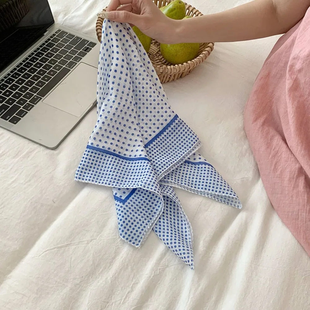 Sweet Sunscreen Small Square Scarf Neckerchief Hair Band Headscarf Clothing Accessories Wraps Printed Silk Scarf Girl