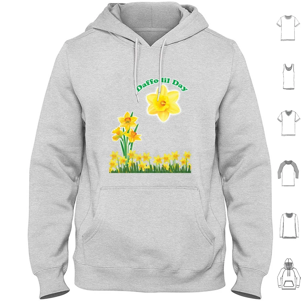Daffodil Day-Daffodil Cancer Awareness Day Hoodies Long Sleeve Daffodil Day Daffodil Flower Floral St Davids Day