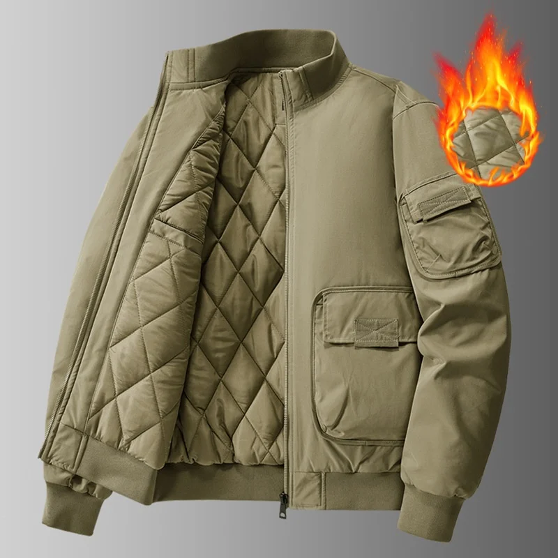 

Outdoor New Sle Long Sve Stand Collar Jaet Autumn Winter Men Middle Age Cam Casual Function Cotton Padded Jaet