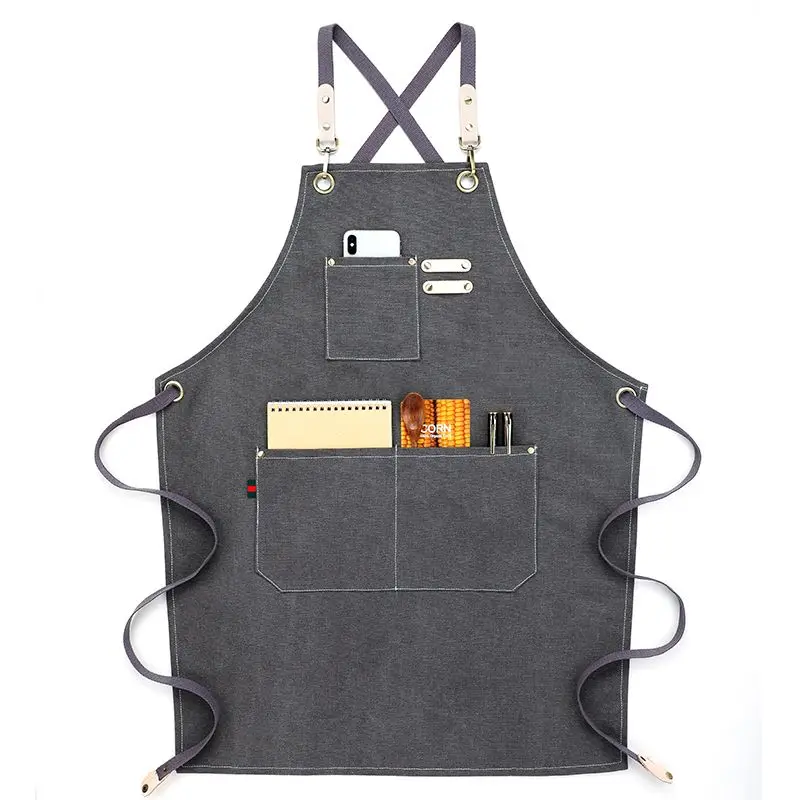 Black Cooking Apron Hotel Chef Pinafore Man Restaurant Cook Work Apron Bakery Woman Kitchen Aprons Cafe Waiter Hat Catering