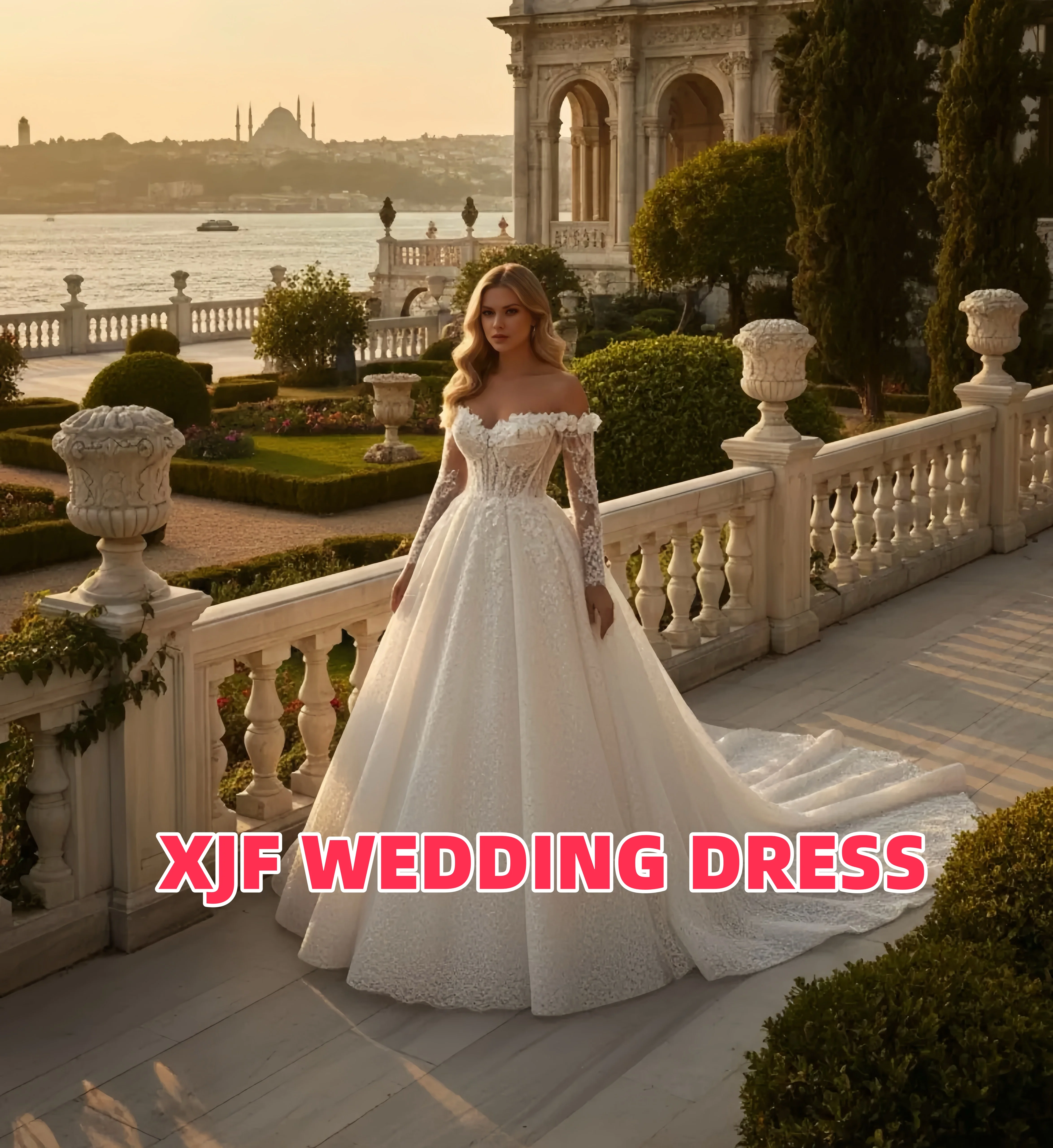 

Великолепное свадебное платье по индивидуальному заказу с милым воротником и длинными рукавами, трапециевидное свадебное платье robe de mariee, свадебное платье, платья de novia