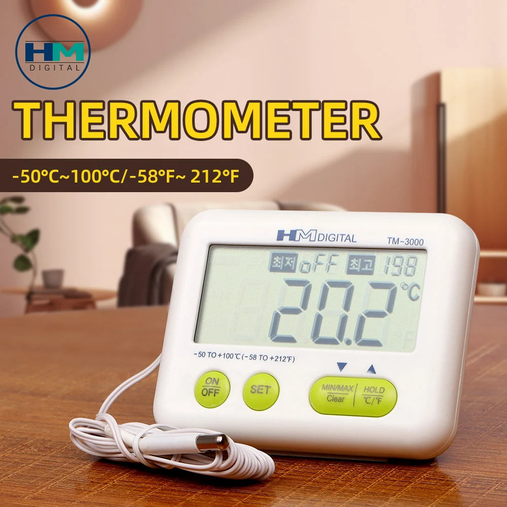 Mini Digital Thermometer LCD Display Refrigerator Tank Household Weather Station Thermometer with Alarm and Max Min Temperature