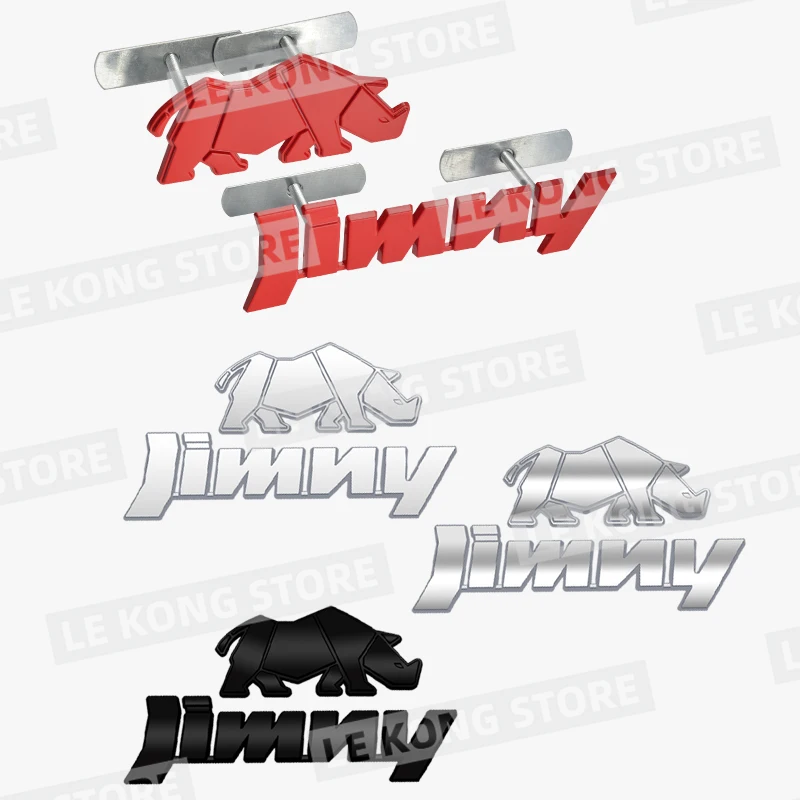 1x Rhino Rhinoceros Badge Emblem Front Hood Grille Sticker Decal For Suzuki Jimny 4WD OFF Road JB43 JB74 JB64 Metal Car Styling