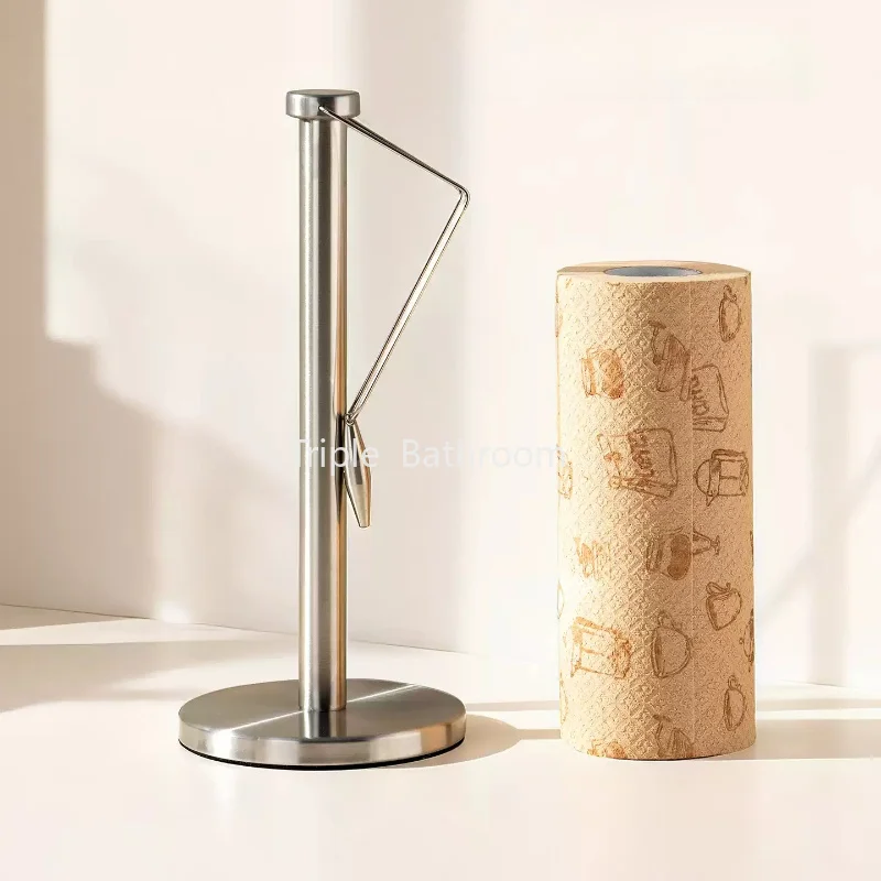 

1pc Stainless Steel Kitchen Tissue Holder, Desktop Paper Roll Holder, Plastic Wrap Holder, Desktop Ornament, Home Decoration