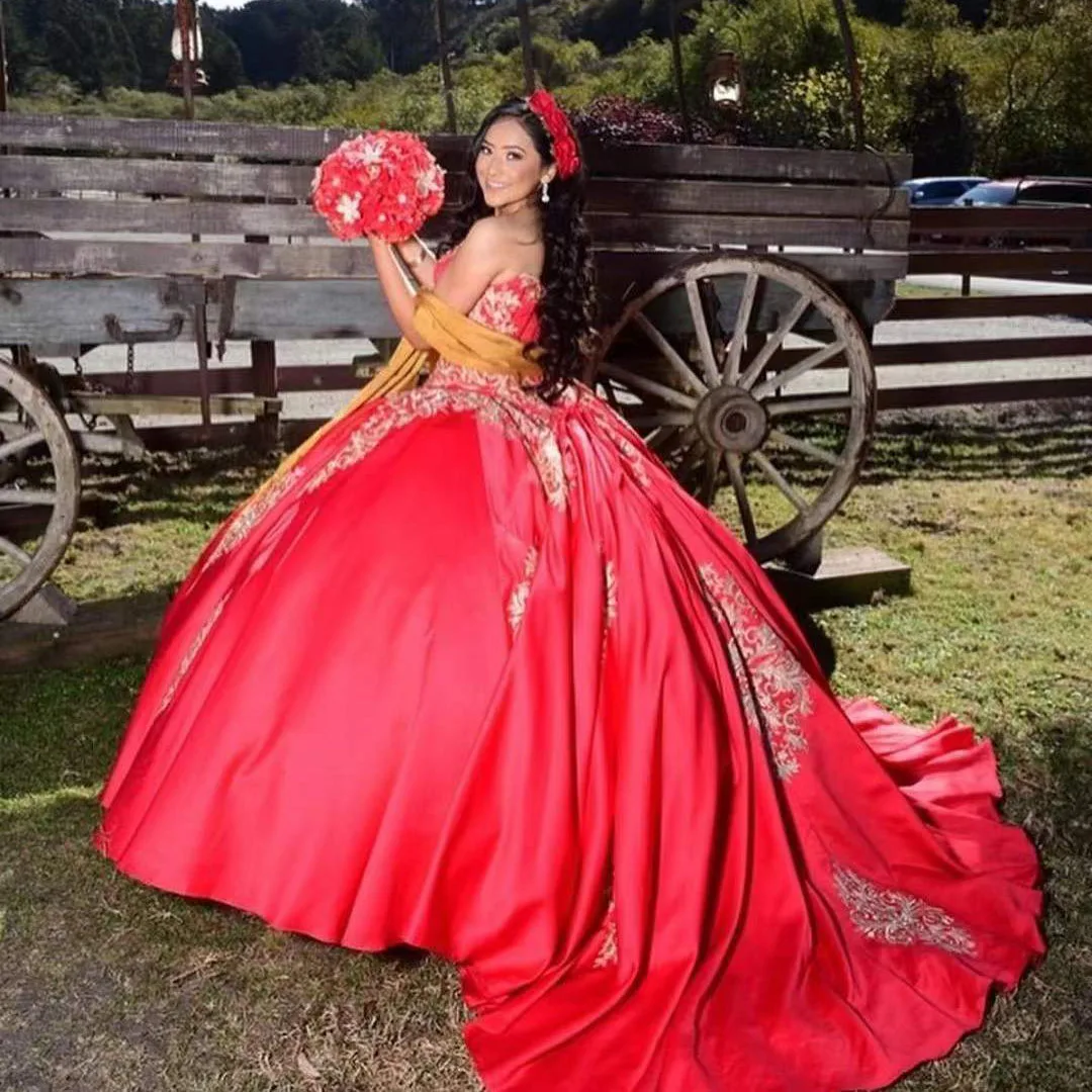 Nuevos Vestidos De baile formales rojos personalizados, Vestidos De quinceañera con apliques De novia sin mangas para niña dulce, Vestidos De quinceañera