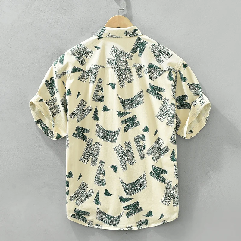 

Новые дизайнерские брендовые рубашки из чистого хлопка с короткими рукавами для мужчин, модные удобные топы с принтом, одежда больших размеров Camisa Masculina