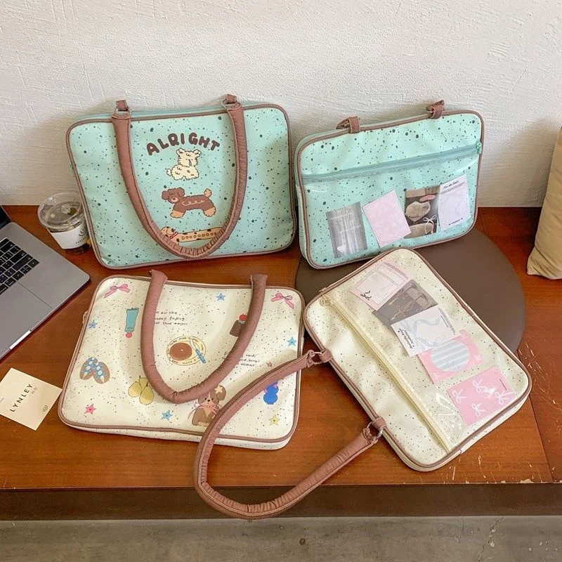 Ins Zoete Leuke Cartoon Print Laptoptas Dames Grote Capaciteit Tablet MacBook Air Pro 14 16-inch Schouder Laptoptas Notebook Tas