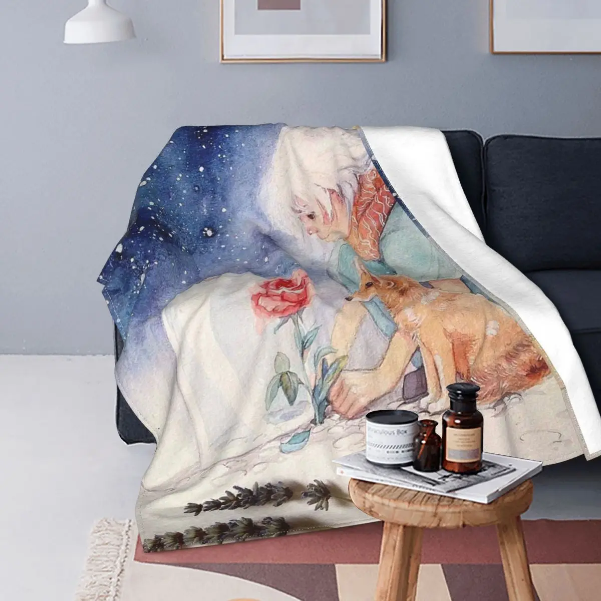 

Anime Le Petit Prince Blanket Coral Fleece Plush Textile Decor Boys And Fox Soft Throw Blankets for Bed Travel Bedding Throws