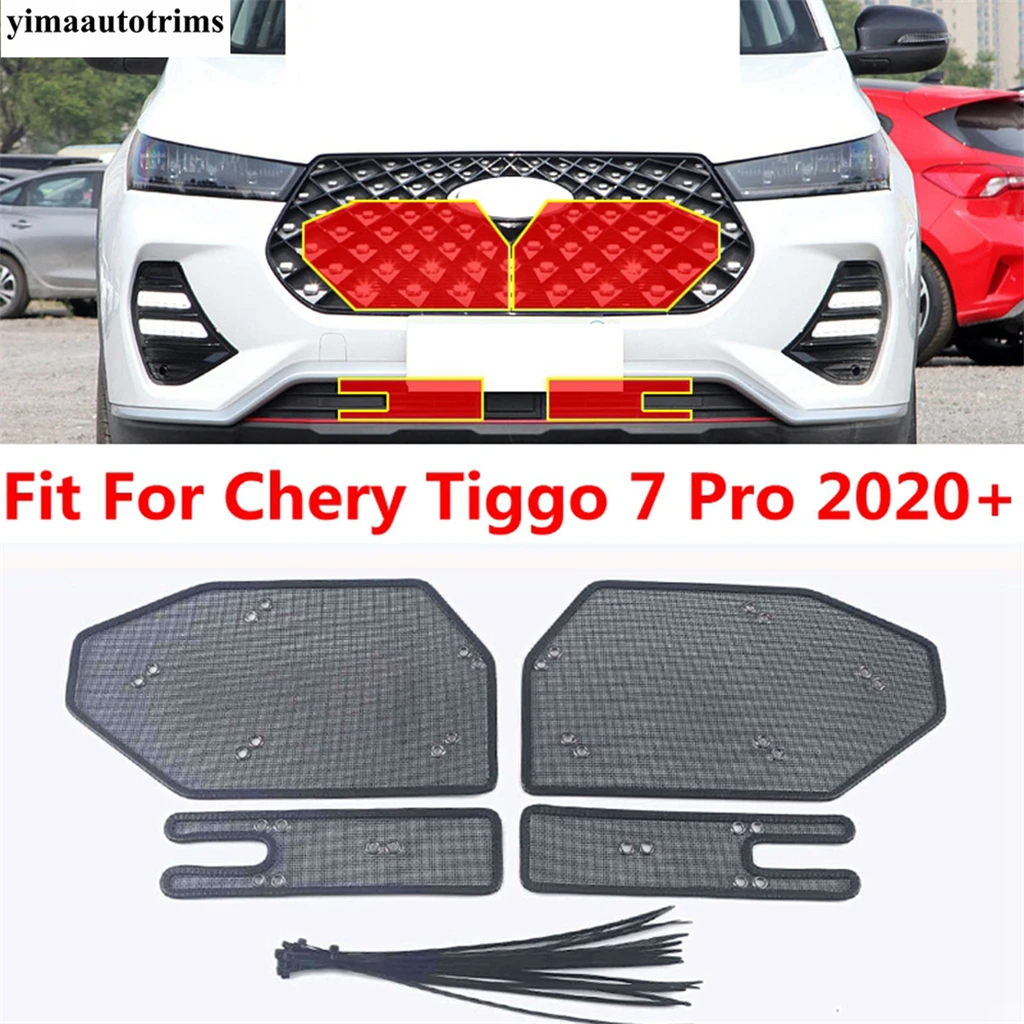 Front Grille Insect Screening Mesh Insert Net Cover Protection Trim Metal Accessories Exterior For Chery Tiggo 7 Pro 2020 2021