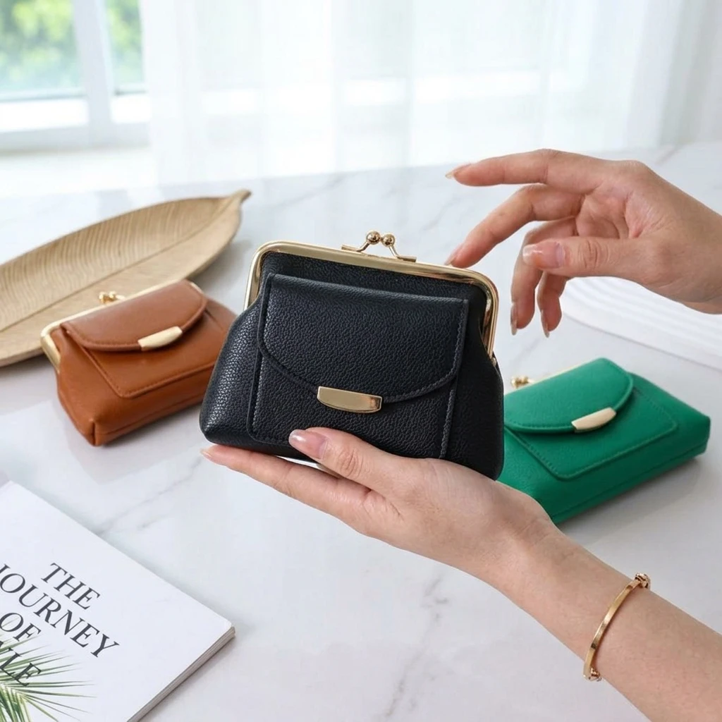 Lychee Pattern Buckle Wallet Fashion Women Short Coin Purse Retro Card Bags Large Capacity Multi Card Pocket Ladies Money Clip