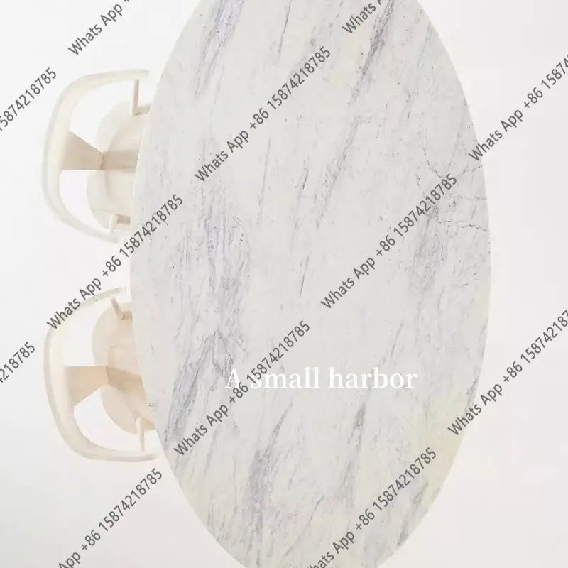

Rt French Retro Marble Dining Table Household Oval High Sense Medieval Creative Light Luxury Workbench