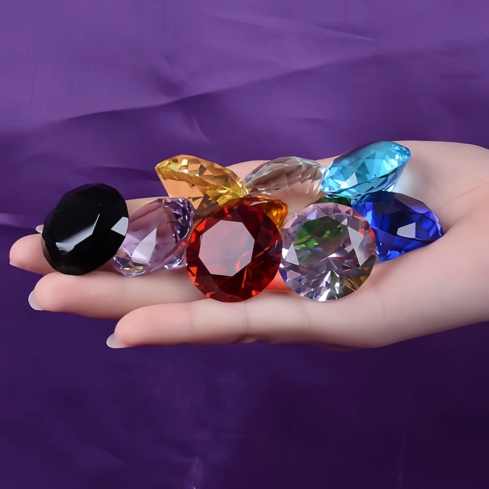 10-Farben-Kristall-Briefbeschwerer in Diamantform, dekorativ geschliffenes Glas, riesiger Edelstein, Hochzeit, Heimdekoration, Weihnachtsgeschenk – Detail 3