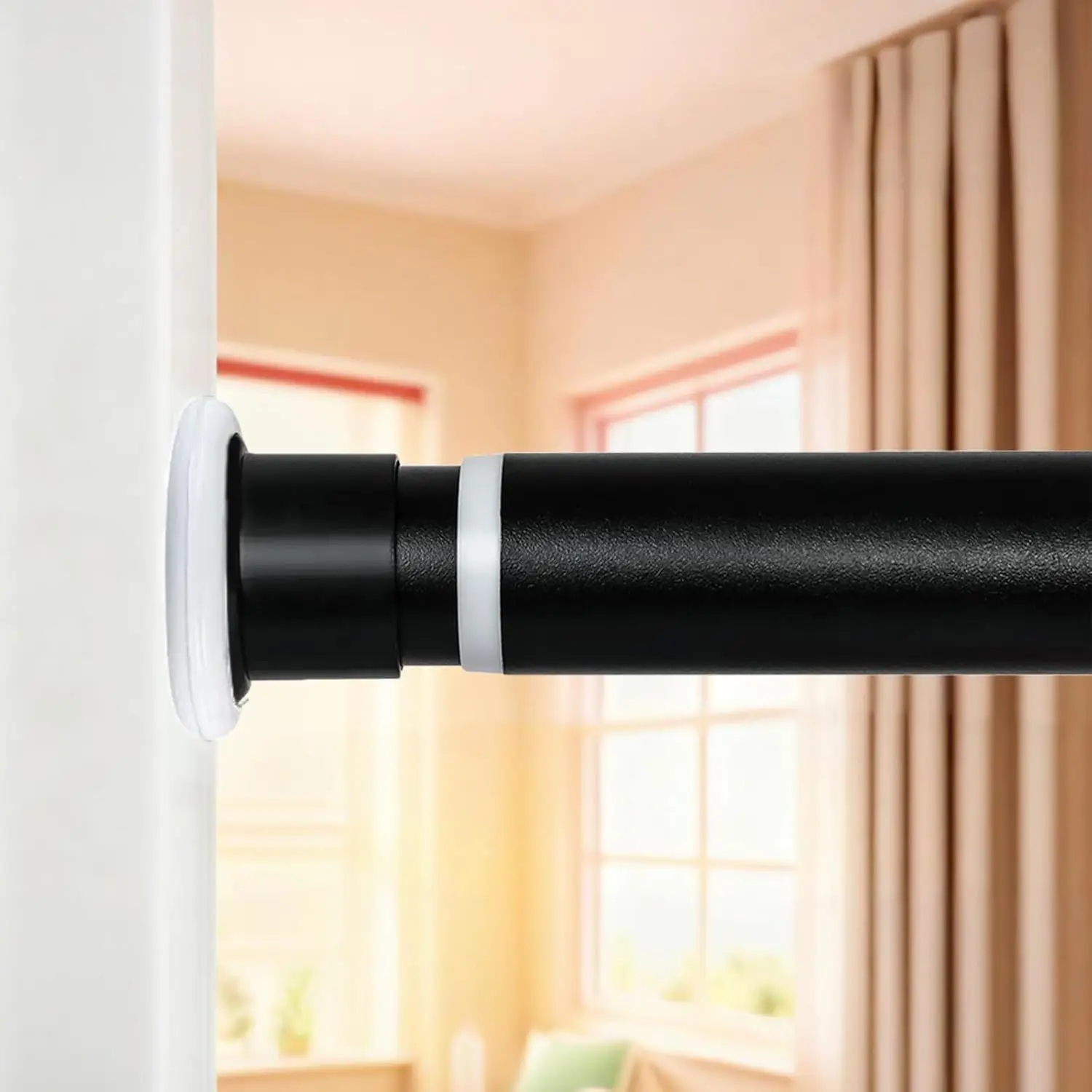 

Tension Curtain Rod 43 to 162 Inches (3.6 to 13.5 ft), 1.26" Diameter Spring Adjustable Heavy Duty Long Large Curtains Pole f