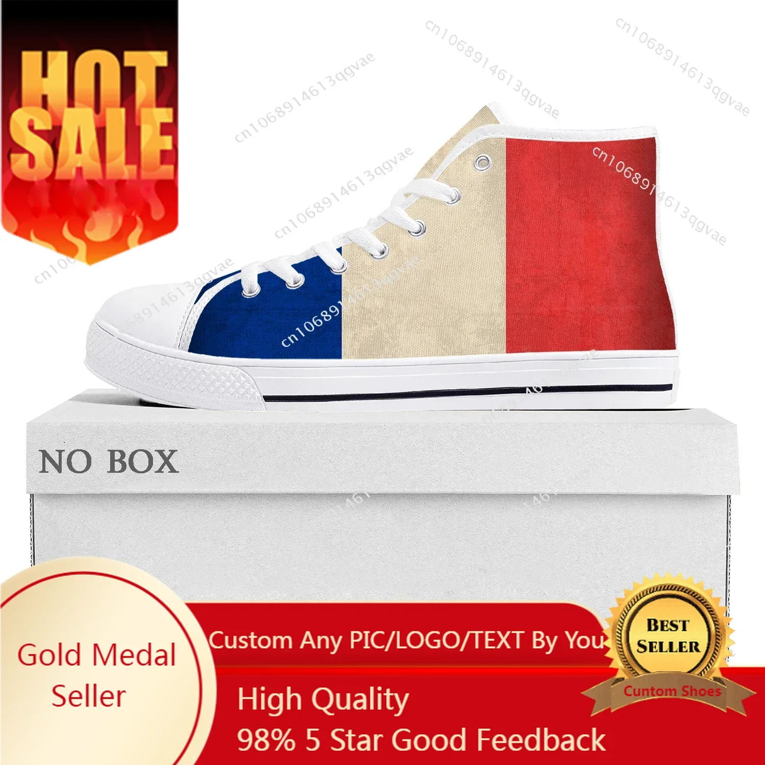 

French Flag High Top High Quality Sneakers Mens Womens Teenager Canvas Sneaker France Casual Couple Shoes Custom Shoe