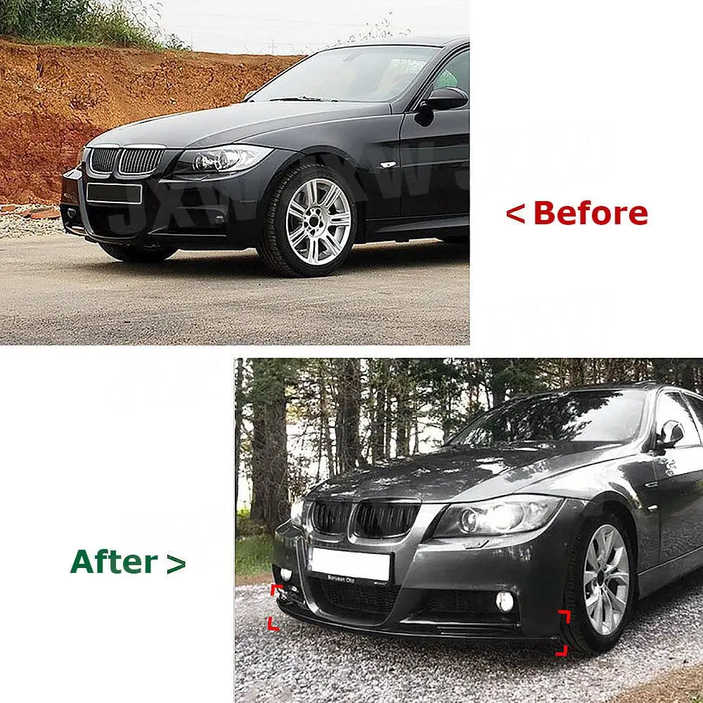 

ABS Front Bumper Lip Spoiler With Canard Splitters for BMW 3 Series E90 MTech Sport 2005-2008 Front Lip Flaps Apron Accessories
