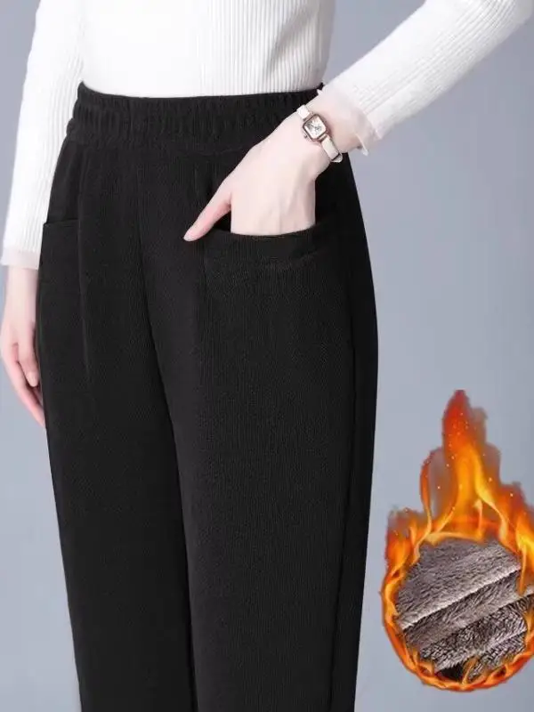 Thiened Fce 코듀로이 할란 팬츠 캐주얼 스트레이트 레그 팬츠 루즈핏 가을 겨울 신상 여성 캐주얼 바지