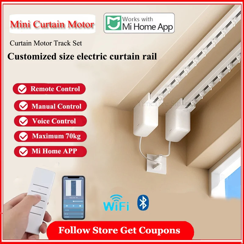 

Mijia Wifi Mini Curtain Motor Track set Bluetooth for inclined window eaves Customizable Electric Curtain Rail For Xiaomi Home