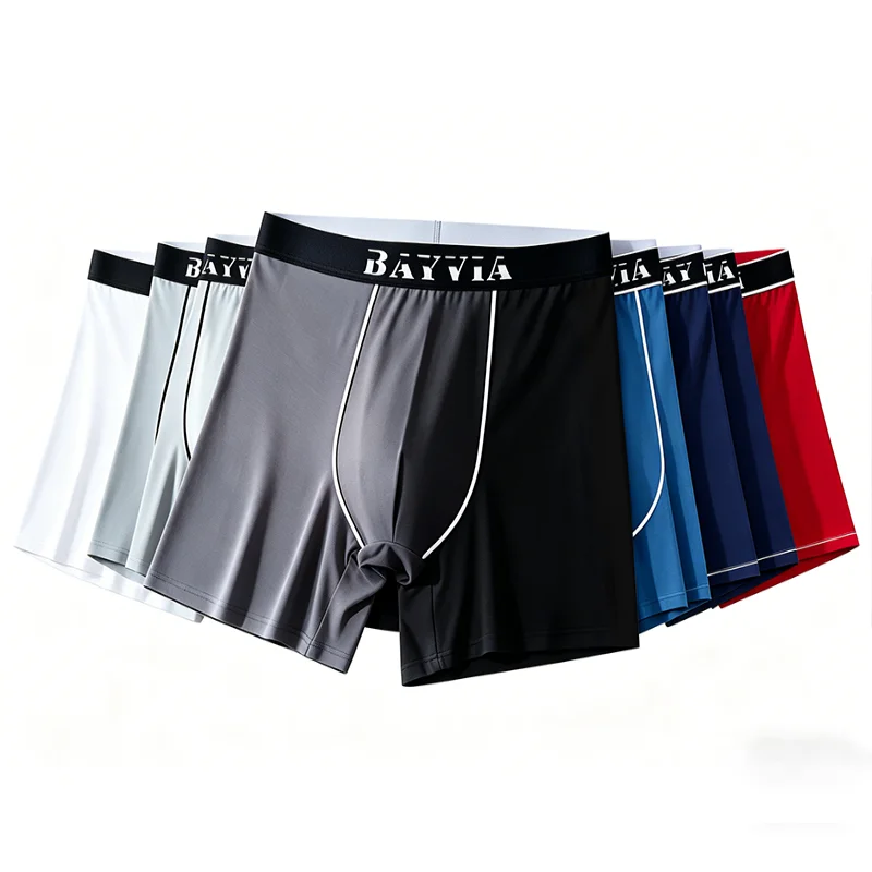 

Bayvia 7Pack Men's Boxer Briefs Soft Cotton Underwear Breathable Stretch Trunks Mid Waist Elastic Waistband For Running Sports