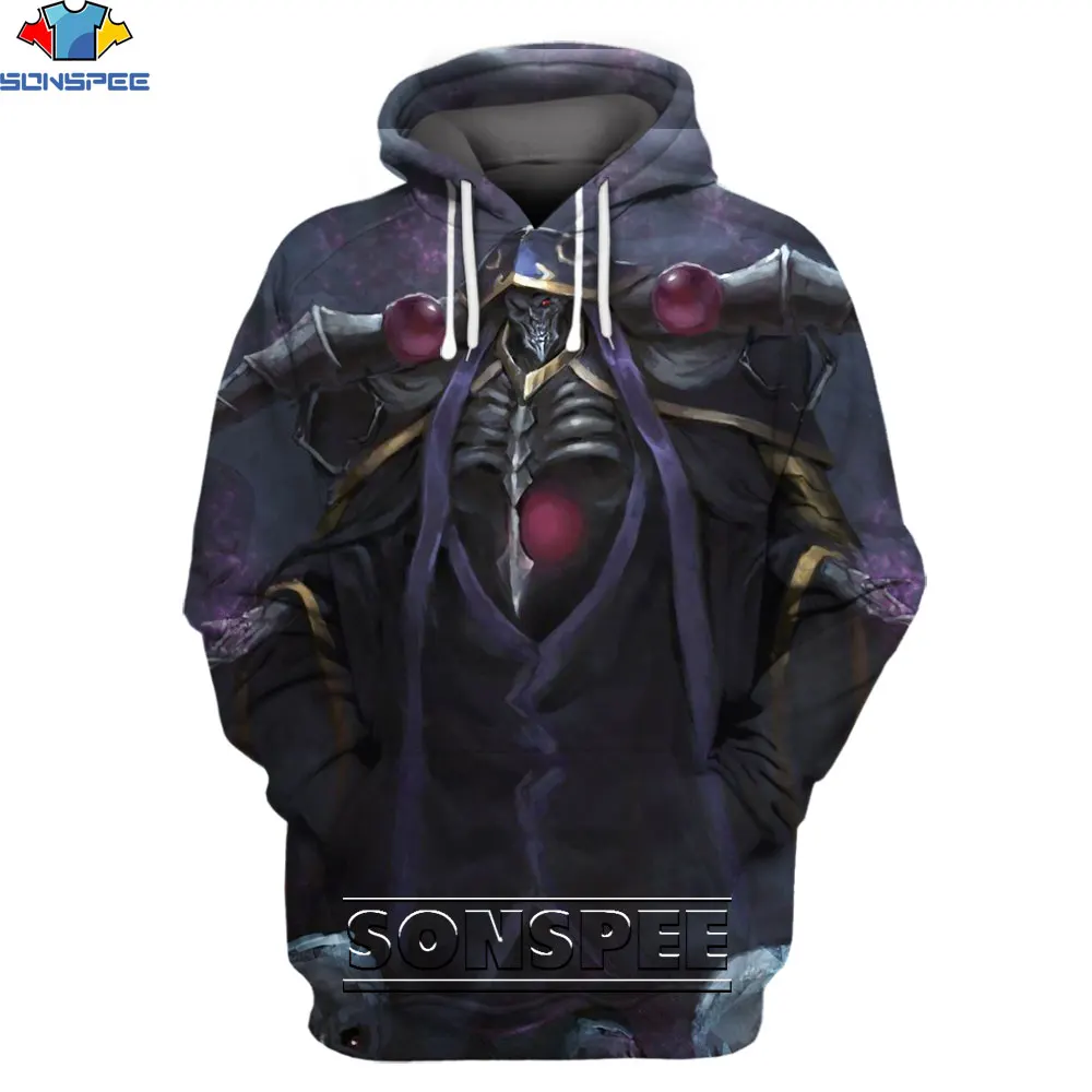 

SONSPEE 2021 Men's 3D Print Hoodie Anime Overlord Funny Harajuku Autum Men Clothing Pullover Tops Hip Hop Casual Sweatshirt