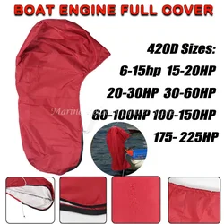 420D Boat Full Outboard Engine Cover 6-225HP Red Waterproof Sunshade Dust-proof Protection For 6-225HP Motor