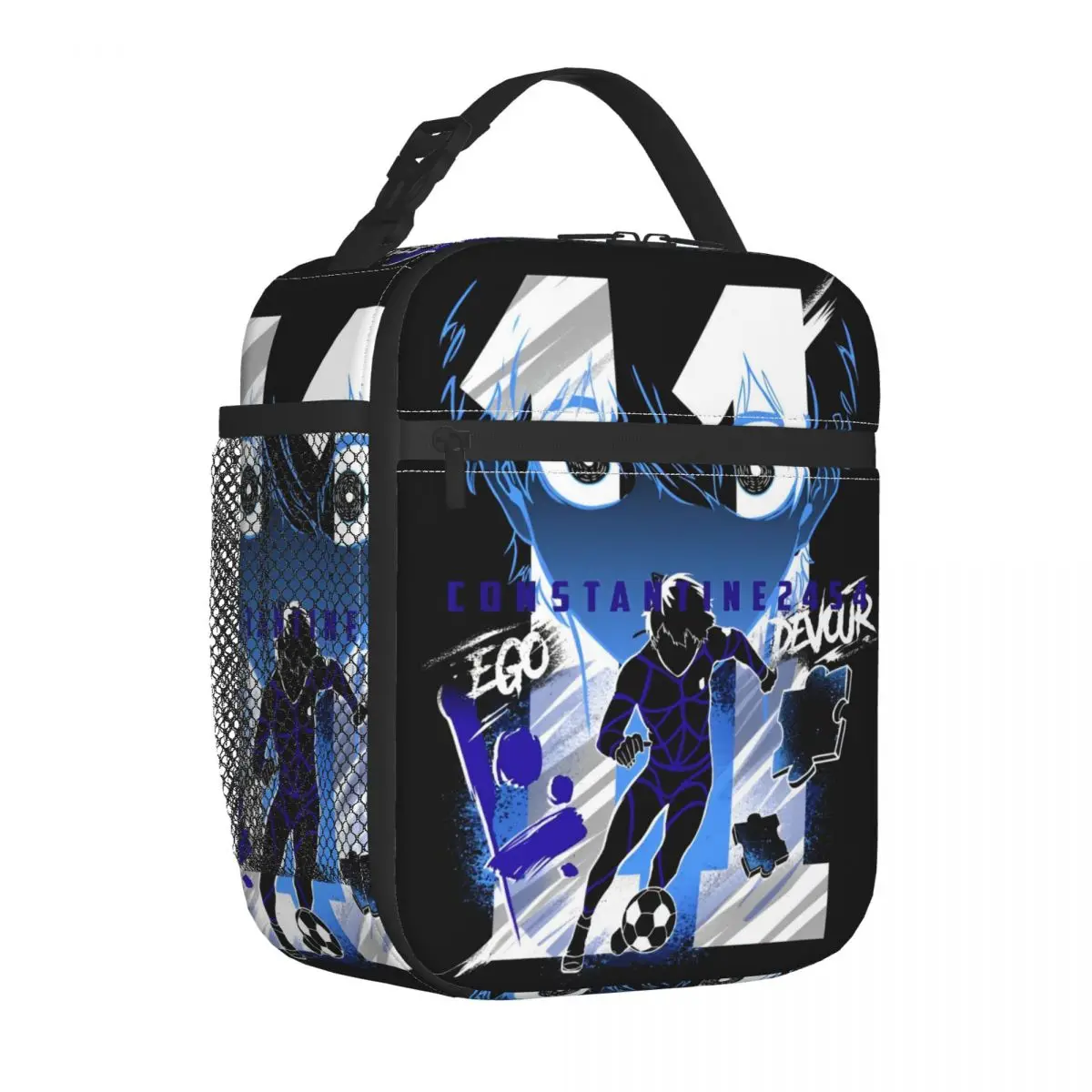 Egoistic Striker Isagi Insulated Lunch Bags Cooler Bag Reusable Meal Container Blue Lock Tote Lunch Box Men Women Picnic