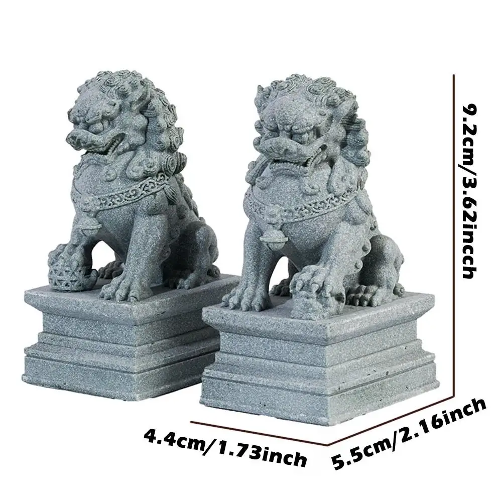 Small Sandstone Lion Decor Set (2 Pieces), Mini Desktop Ornament, Micro Landscape Aquarium Decoration, Cute Living Room, Bar