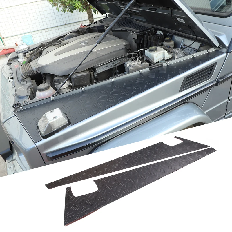 For Mercedes-Benz G-Class W463 2004-2018 Aluminum Alloy Car Front Hood Side Panel Scratch-Resistant Protection Panel Trim Cover view 2