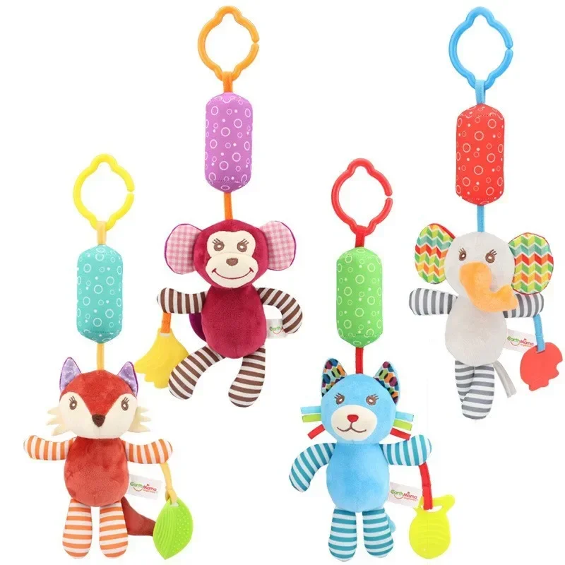 High-quality Newborn Rattle Plush Stroller Cartoon Animal Toys Infant Wall Clock Education Infant Toys 0-24 Months