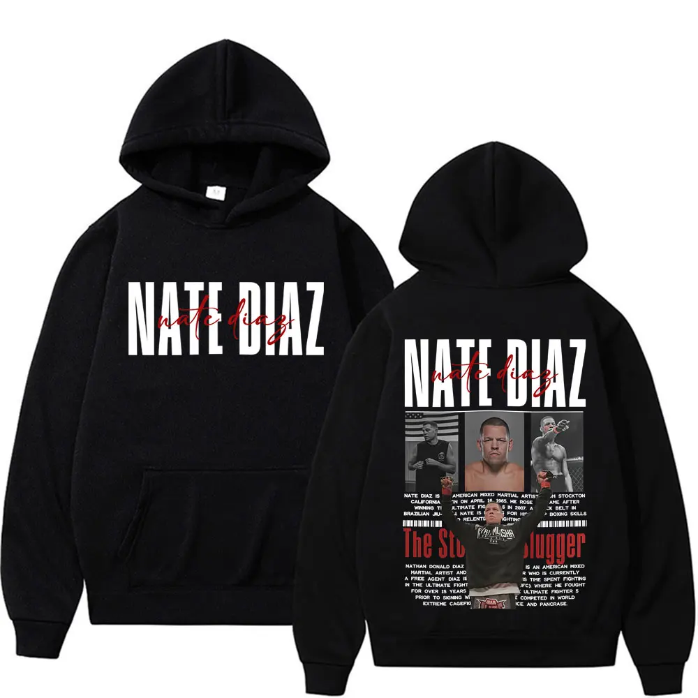 Sudadera con Capucha Retro de Nate Diaz The Stockton, Edición Limitada, para Hombre y Mujer, Estilo Violencia, Estética Urbana, Manga Larga, Cómoda y Holgada