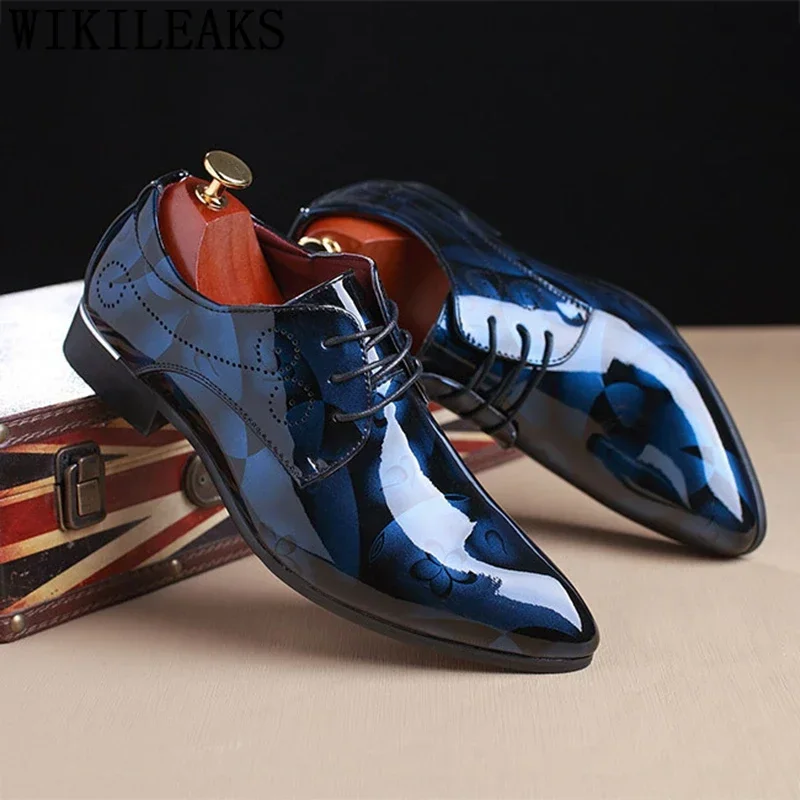 Zapatos formales de cuero con patrón Floral para hombre, moda de lujo para novio, boda, Oxford, Erkek, Deri, ayakkabí, Modelleri, nuevo