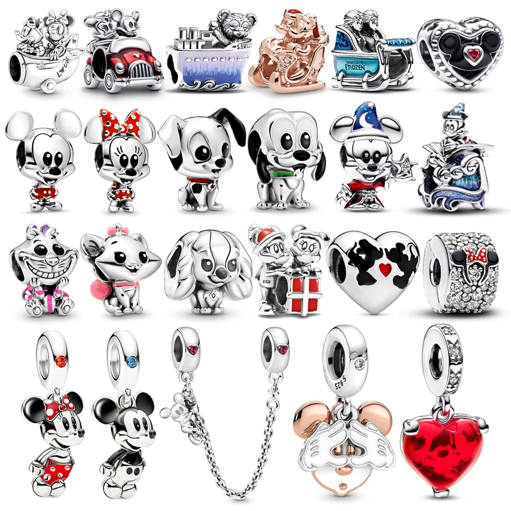 

New Cartoon Mouse Mickey Minnie Charm Couple Beads Fit Original Bracelet DIY Pendant 925 Originales Beads Women Jewelry Making