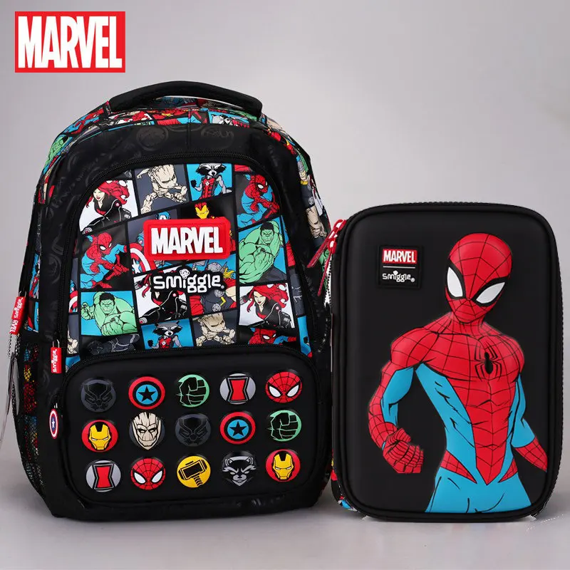 MINISO Avengers School Bag Students Backpack Boys School Bag Wash Bag Primary and Secondary School Student Backpack