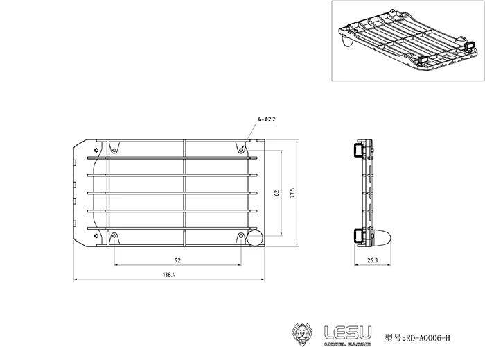 Escavatore idraulico A0006 TH18385-SMT2 con ruote LESU RC leggero di rete di sicurezza sul tetto della cabina in metallo 1/14