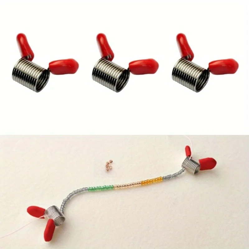 10pcs Bead Stopper 4Pcs Red/White Set For Jewelry Making Spring End Fasteners For Beading