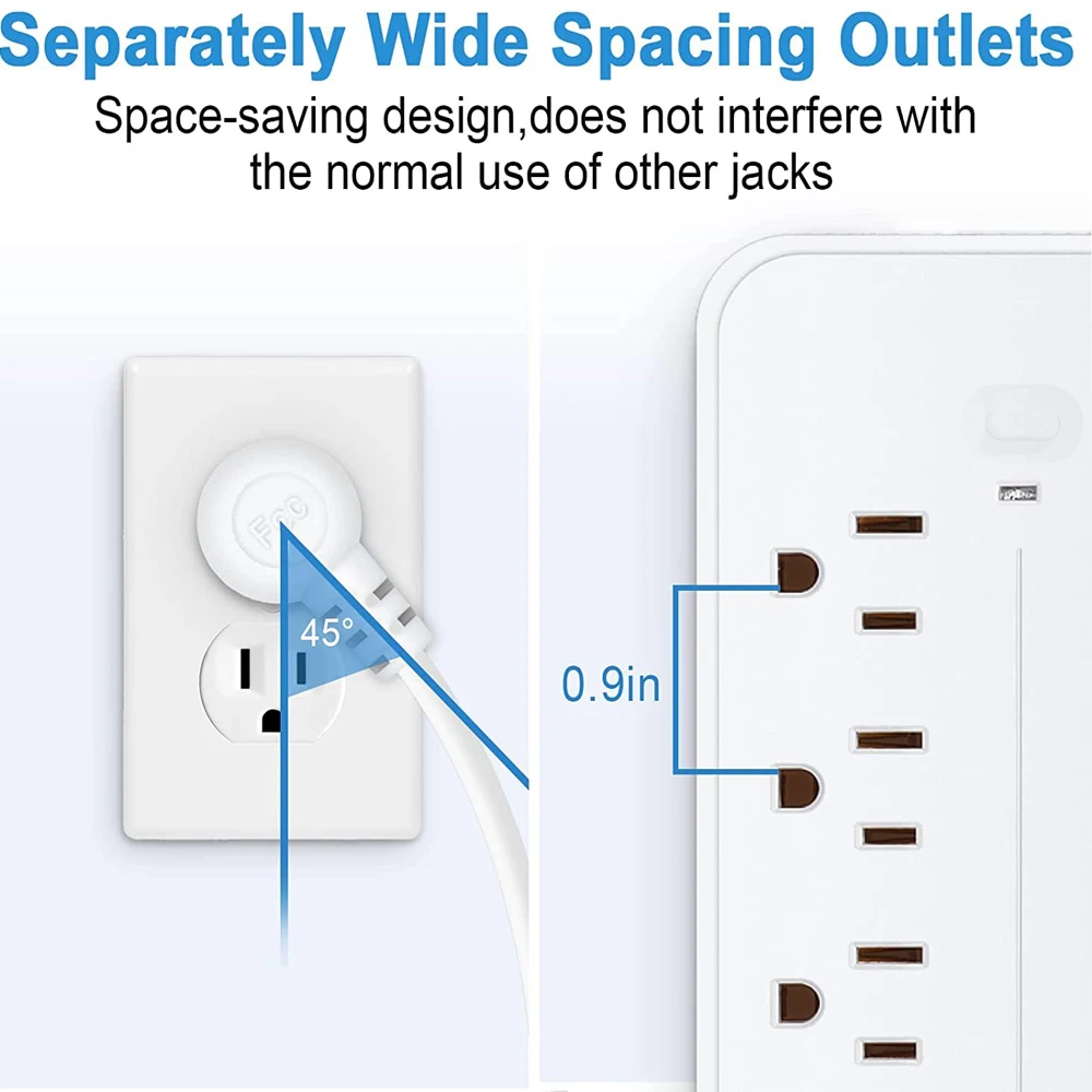 Power Strip US Plug AC Outlets Multitap Electrical Socket Extension Cord With USB C Ports Fast Charging Network Filter Adapter