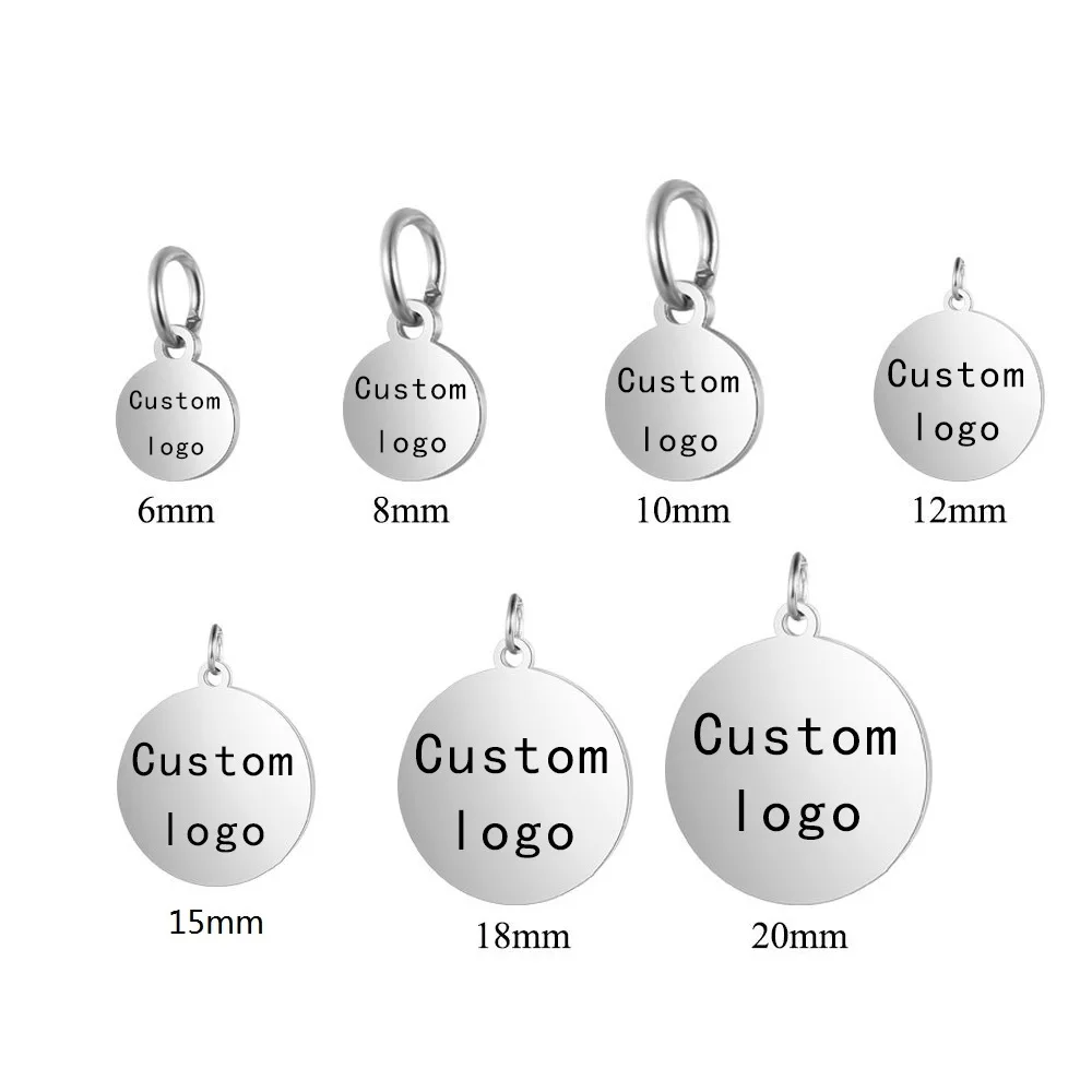 Steel Pendants 30pcs for  6mm-25mm Tag Laser Jewelry Round 