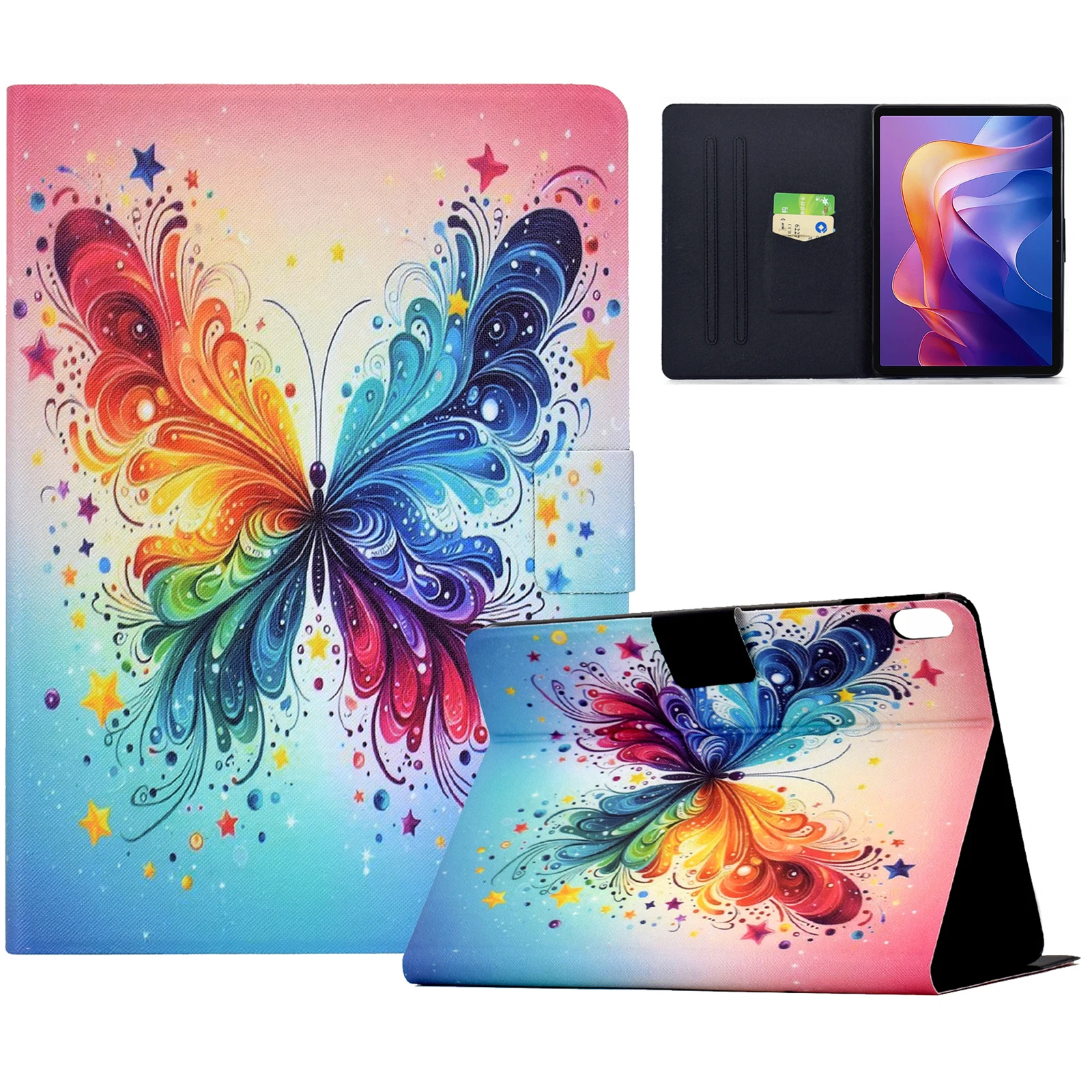 For Xiaomi Redmi Pad 2 Case Colorful Pattern Painting Card Slots Stand Leather Tablet Cover with Auto Sleep / Wake - Colorful Bu