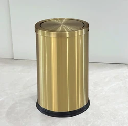 9L light luxury gold trash can with swing lid ，gold garbage bin for bathroom ，living room, office, bedroom, hotel