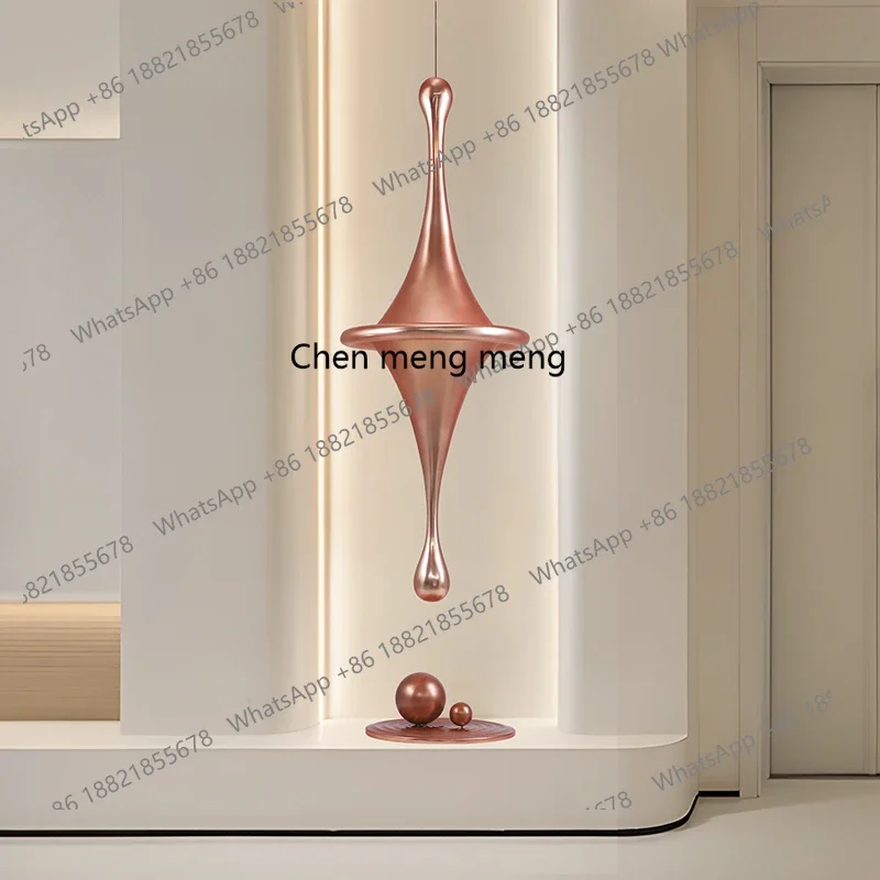 

Sculpture villa model room, vertical height slender device under the rotating staircase, hanging hanging accessories