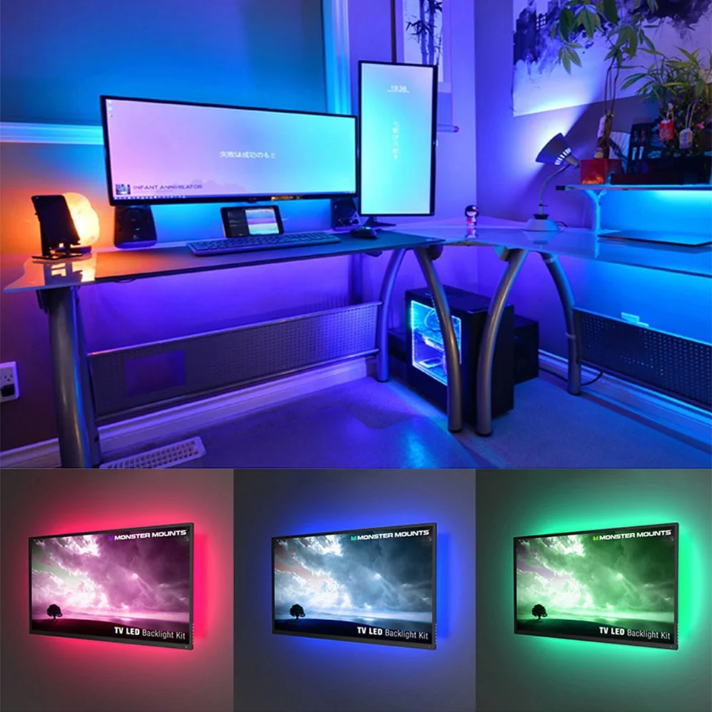 1-5M Bluetooth Control USB Power LED Strip DC 5V RGB 5050 flessibile per Home TV Light Desk Decor Screen Led Background Light
