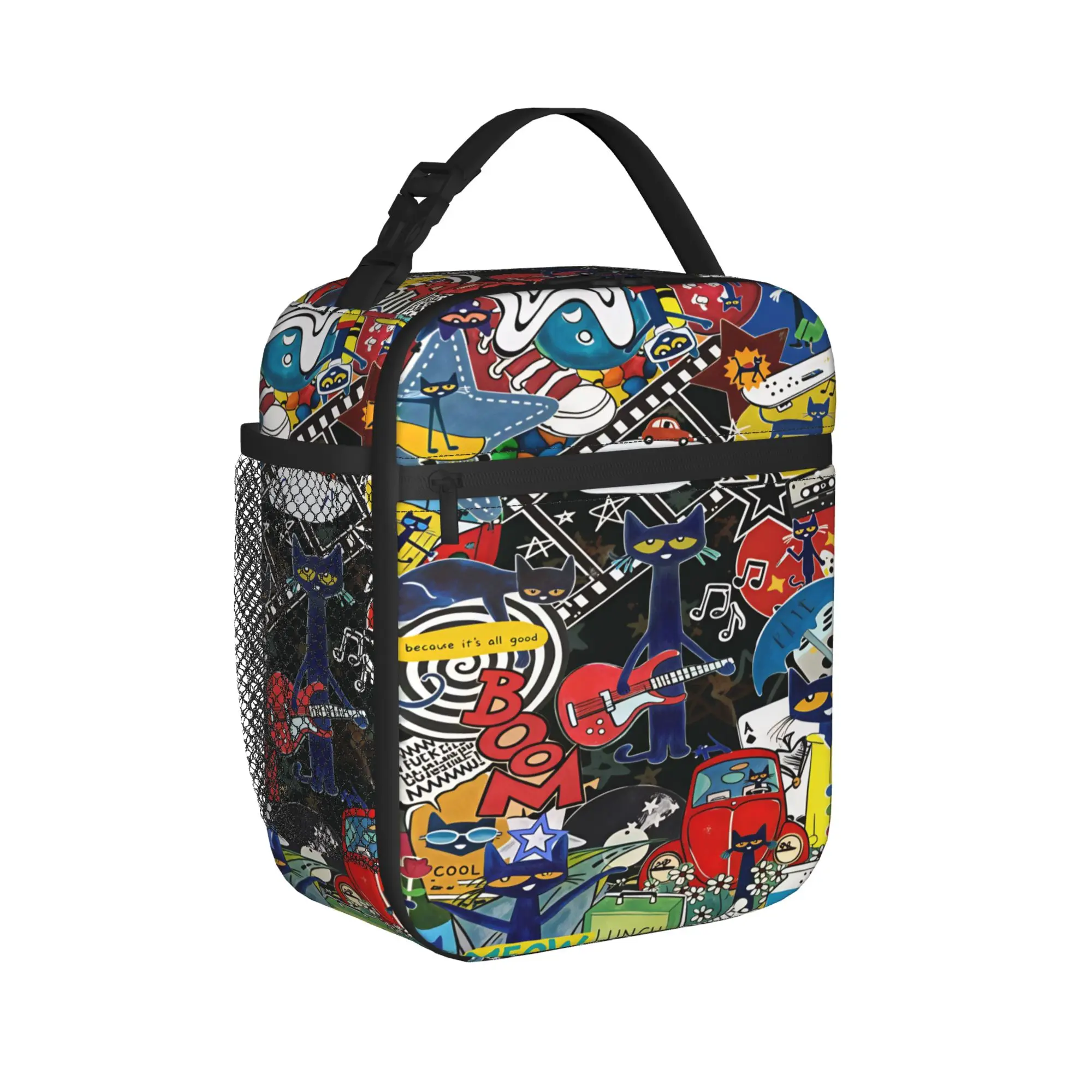 Pete The Cat I Love My White Shoes Cool Lunch Bag  Casual Lunch Box For Men School Portable Cooler Bag Thermal Tote Handbags