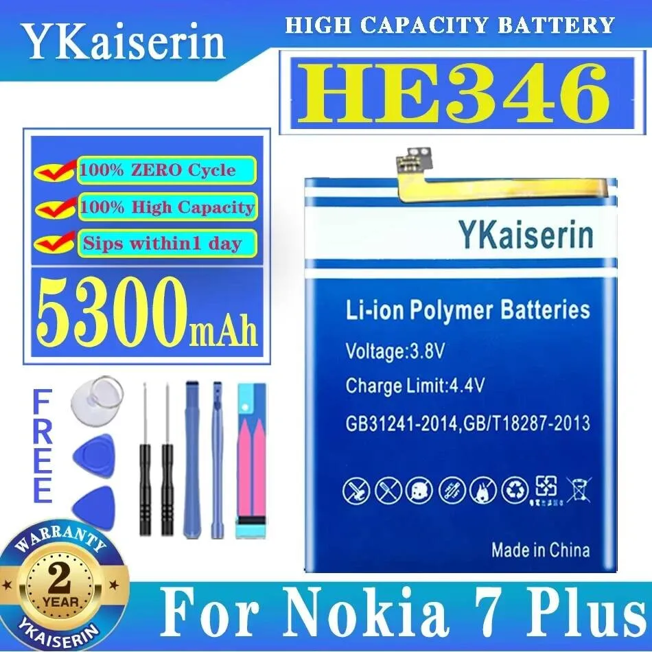 

YKaiserin 5300mAh Replacement Battery HE346 for Nokia 7 Plus Batteries Batteria + Track Code